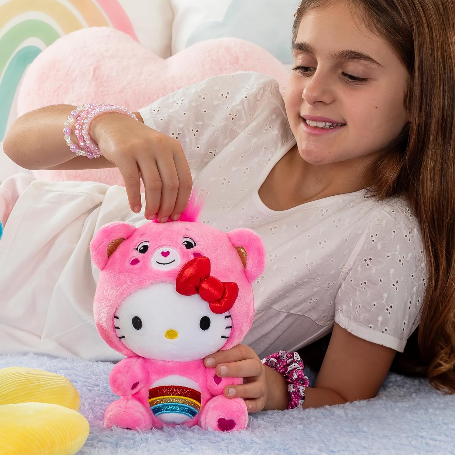 Care Bears Hello Kitty Dressed As Cheer Bear 8" Fun-Size Plush