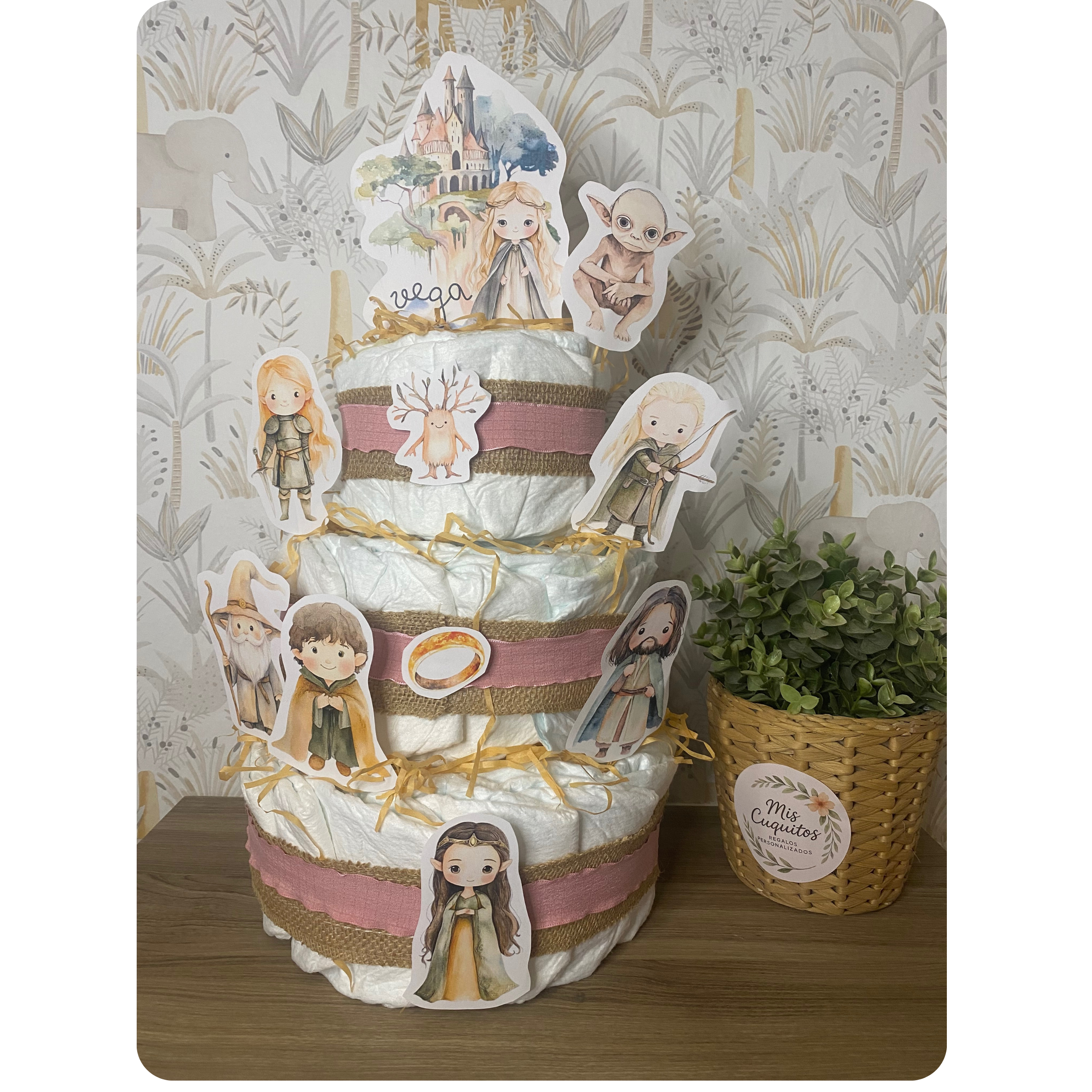 Tarta de pañales 3 pisos 