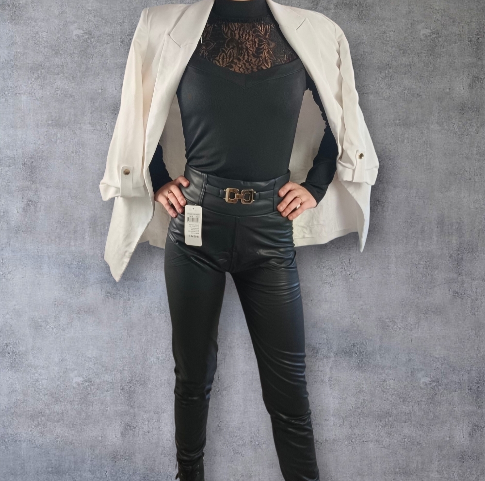 Pantalon Skinny Effet Cuir 