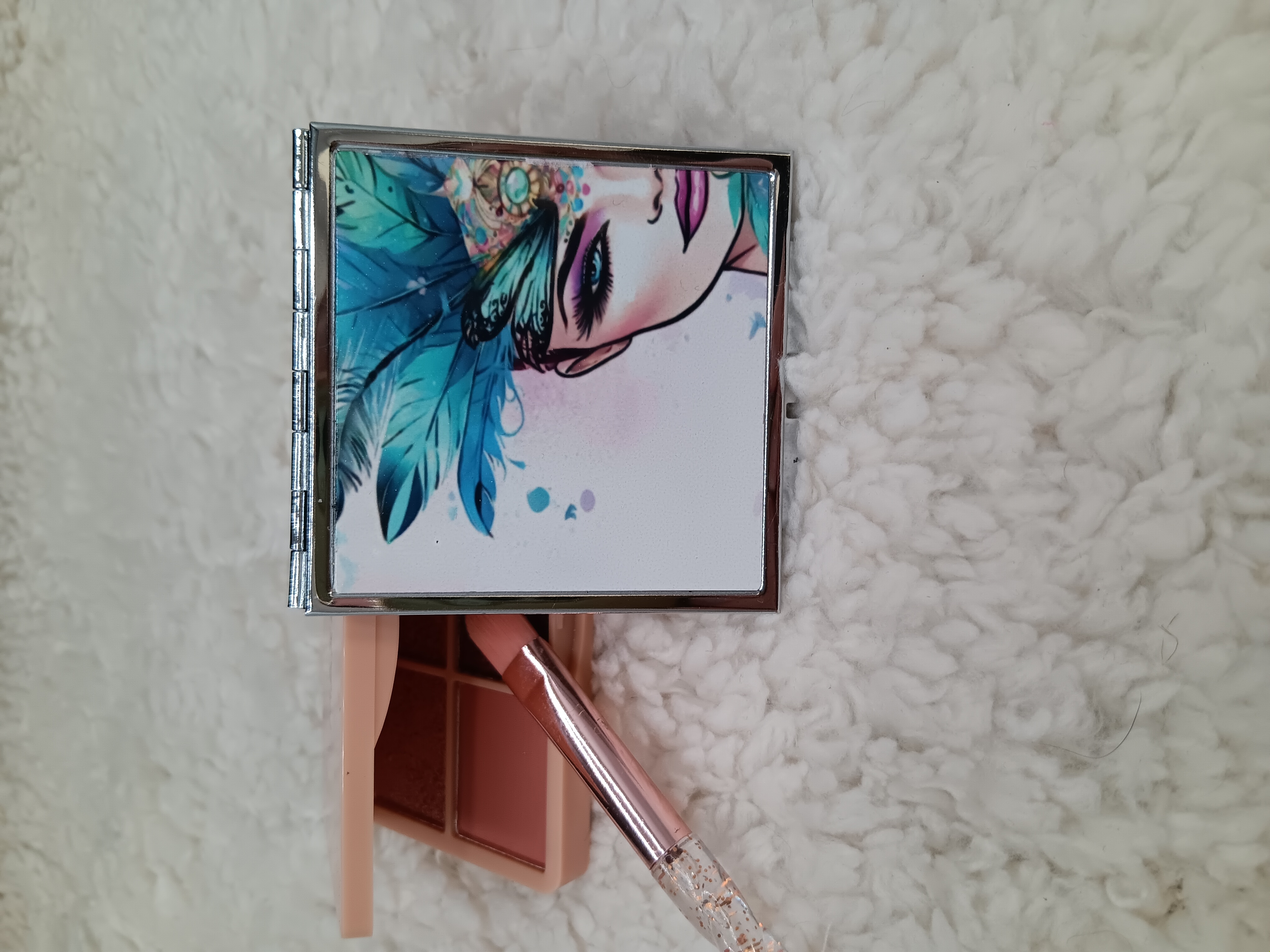 Miroir de poche carré en métal