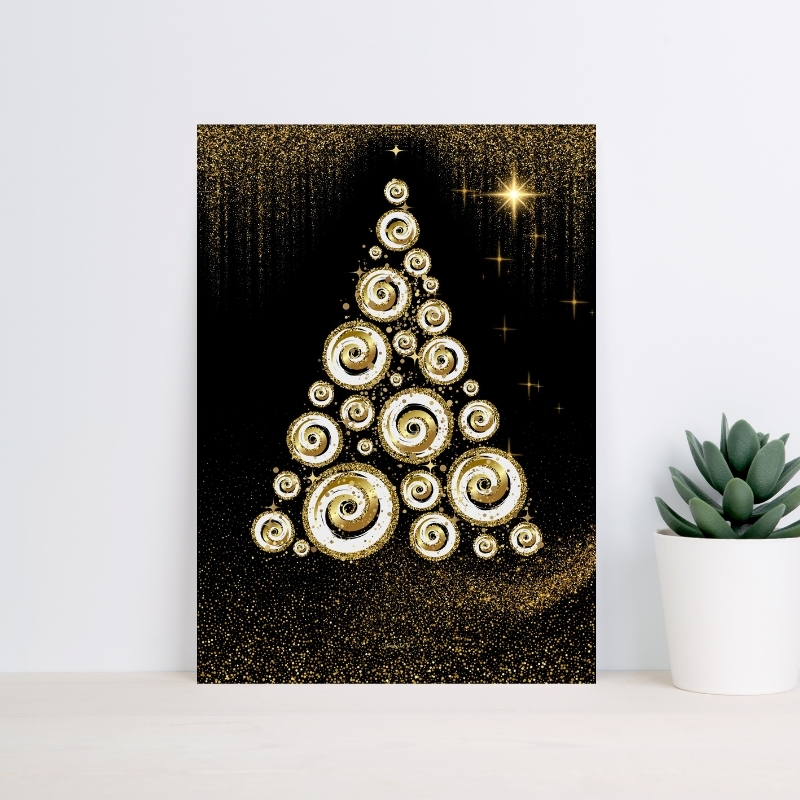 Poster Noël Doré - Sapin Spirales - Poster imprimable