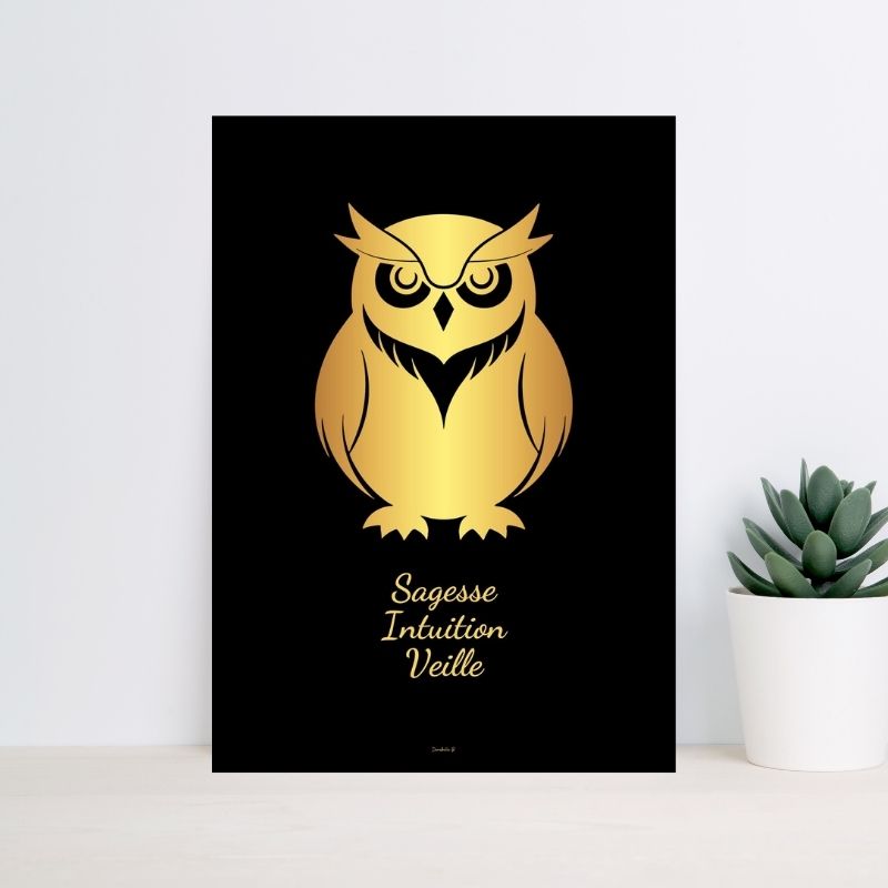 Poster Symbole Doré 2 - Chouette