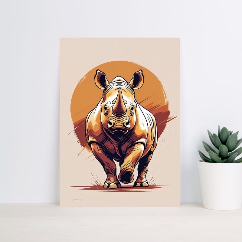 Poster Totem d'Afrique 5 - Rhinocéros