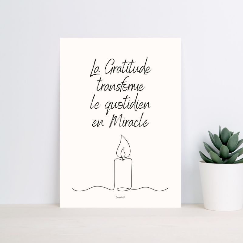 Poster Gratitude - Message Positif 1 et Décoration Zen Minimaliste - Poster imprimable