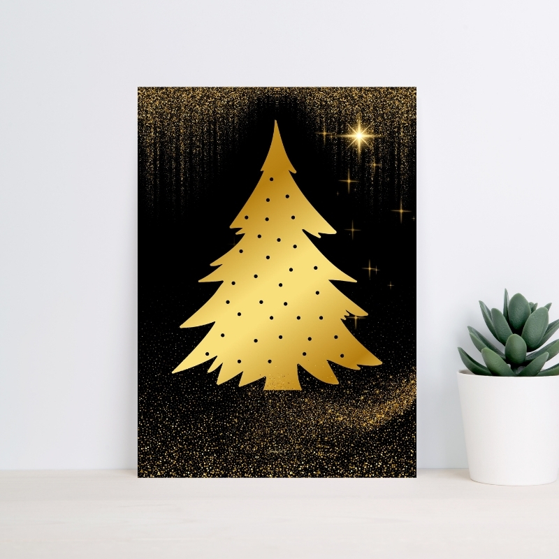 Poster Noël Doré - Sapin Elégance - Poster imprimable