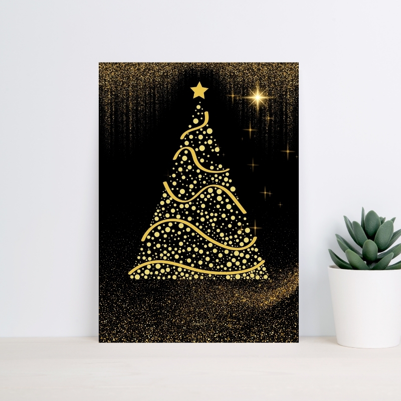 Poster Noël Doré - Sapin Pois Festifs - Poster imprimable