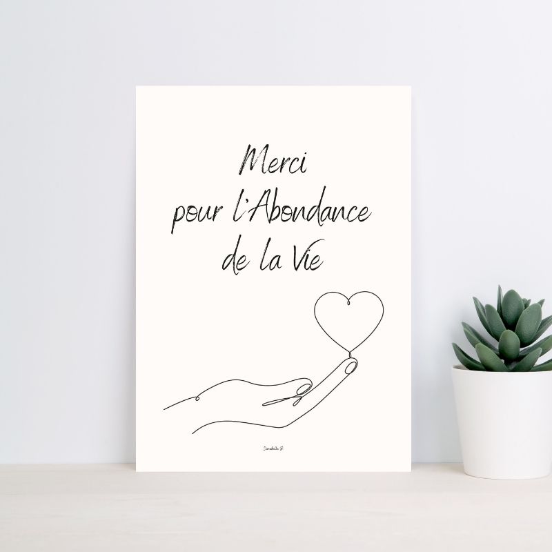 Poster Merci - Message Positif 5 - Art Minimaliste et Décoration Intérieure Apaisante