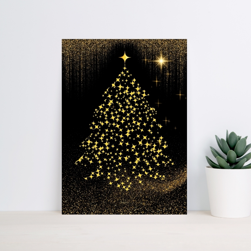 Poster Noël Doré - Sapin Mille Etoiles - Poster imprimable