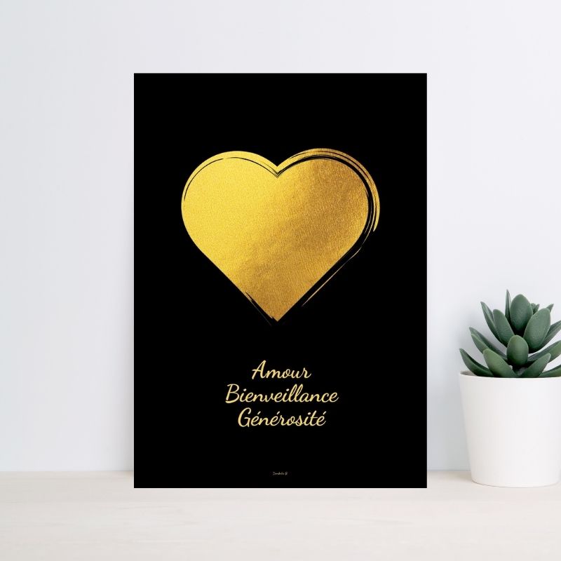 Poster Symbole doré 3 - Coeur 