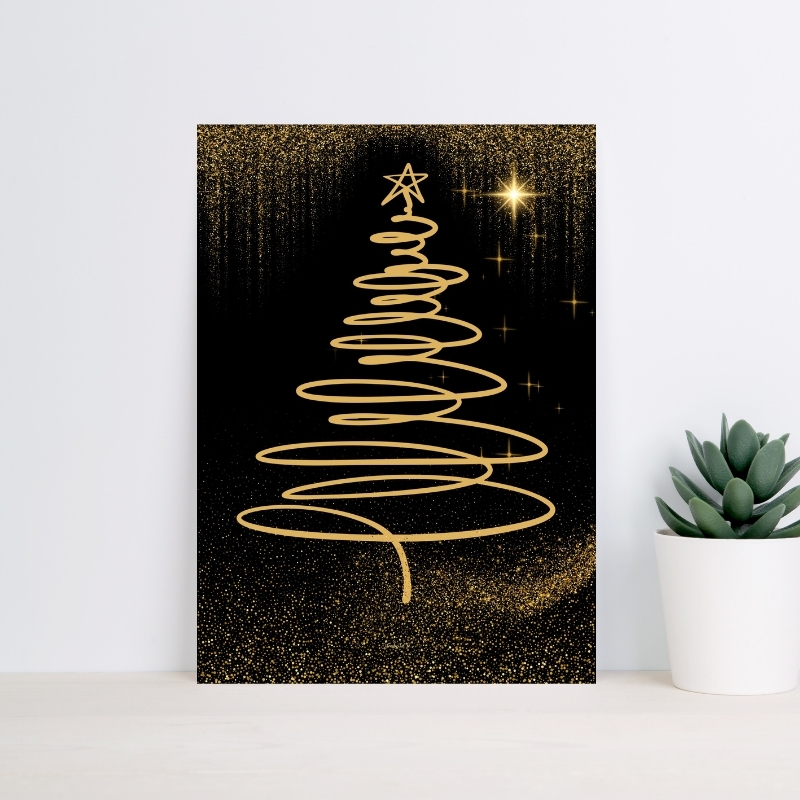 Poster Noël Doré - Sapin Spirale Libre - Poster imprimable
