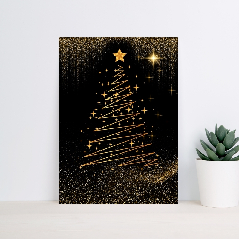 Poster Noël Doré - Sapin Etoilé - Poster imprimable