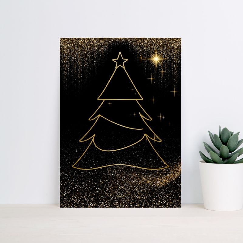 Poster Noël Doré - Sapin Minimaliste - Poster imprimable