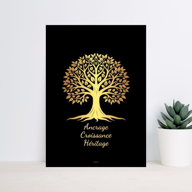 Poster Symbole Doré 1 - Arbre de Vie 