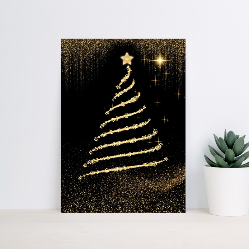Poster Noël Doré - Sapin Lumière - Poster imprimable
