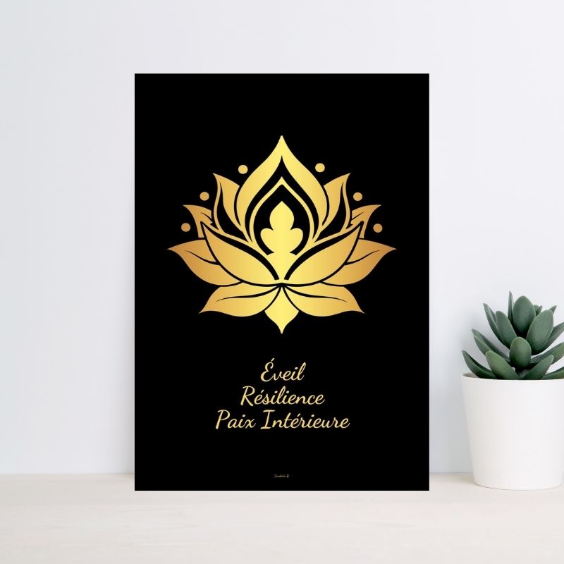 Poster Symbole Doré 5 - Fleur de Lotus  