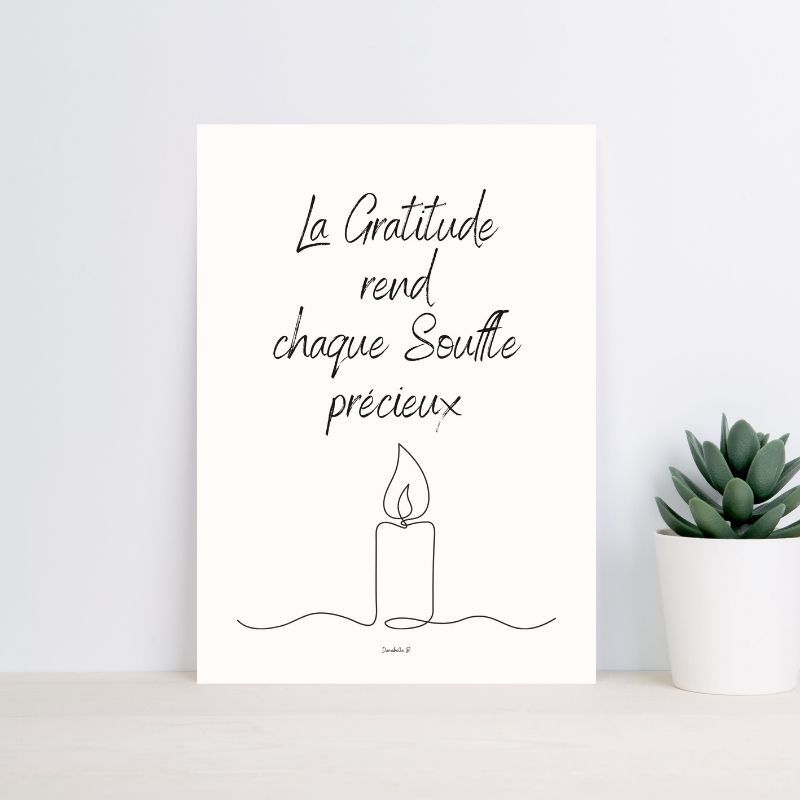 Poster Gratitude - Message Positif 5 et Décoration Zen Minimaliste - Poster imprimable