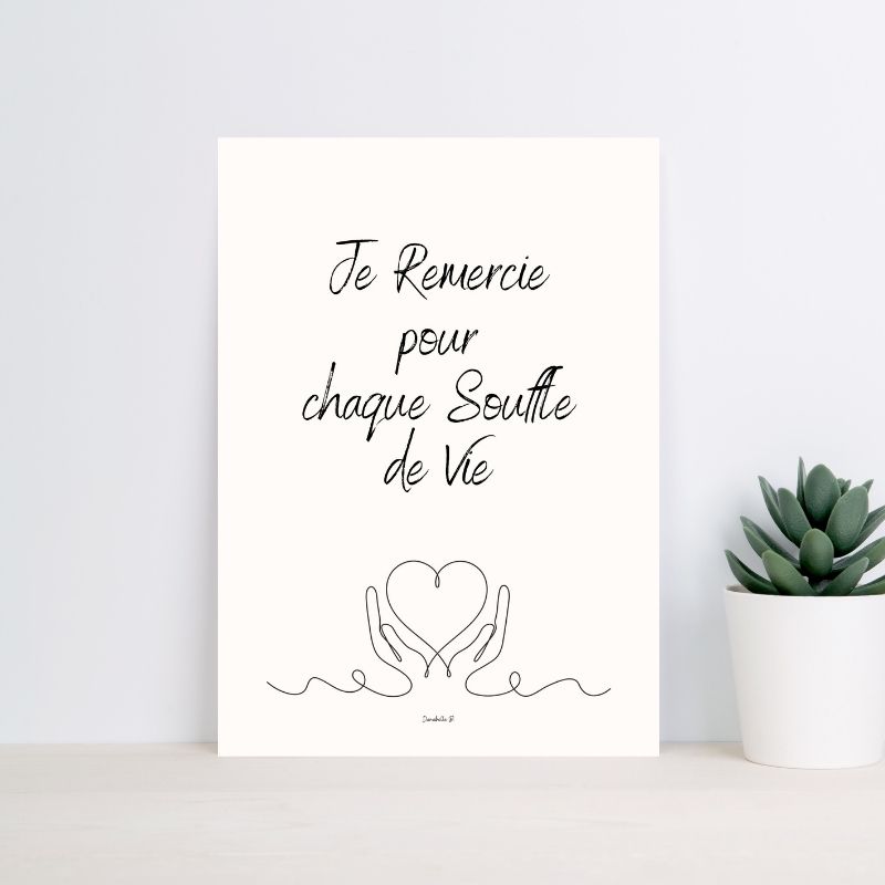 Poster Je remercie - Message Positif 2 - Message Poétique et Décoration Bien-Être