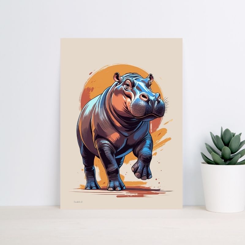 Poster Totem d'Afrique 8 - Hippopotame