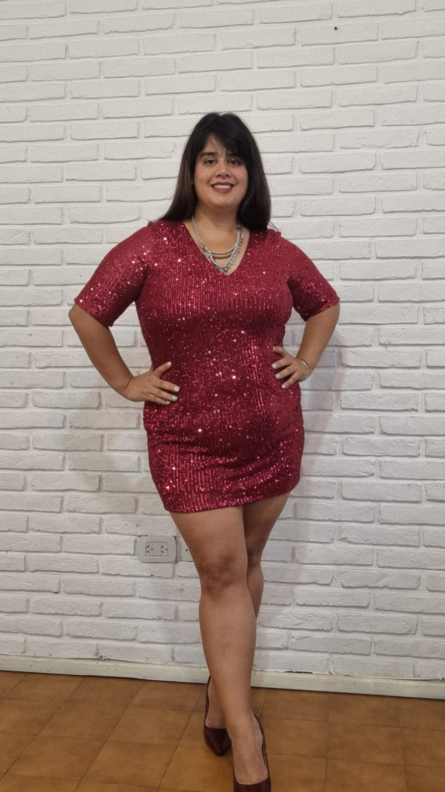 Vestido Diana en Rojo Brillante, Violeta y Azul