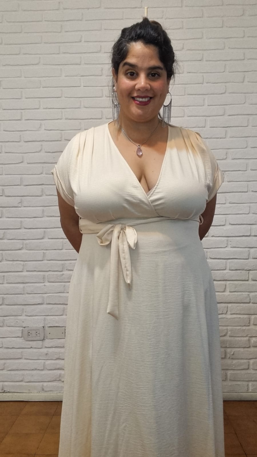 Vestido Whitney Houston en Beige y Violeta
