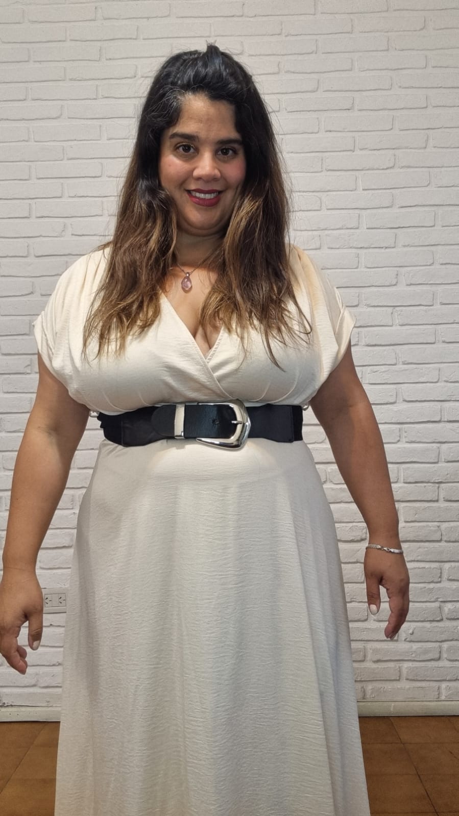 Vestido Whitney Houston en Beige y Violeta