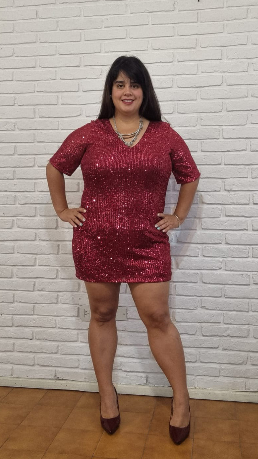 Vestido Diana en Rojo Brillante, Violeta y Azul