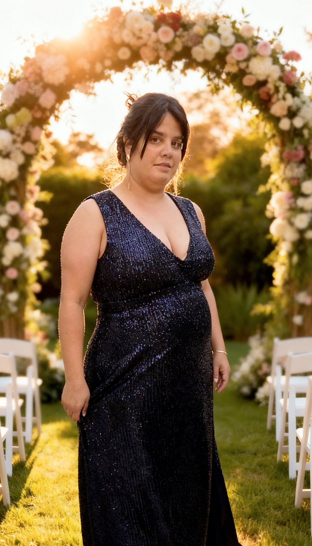 Vestido Gilda Bordó, Azul, Negro, Plateado