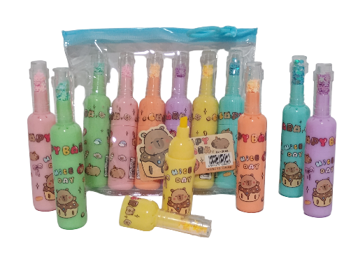 Marca texto capivara 6 cores tons pastéis