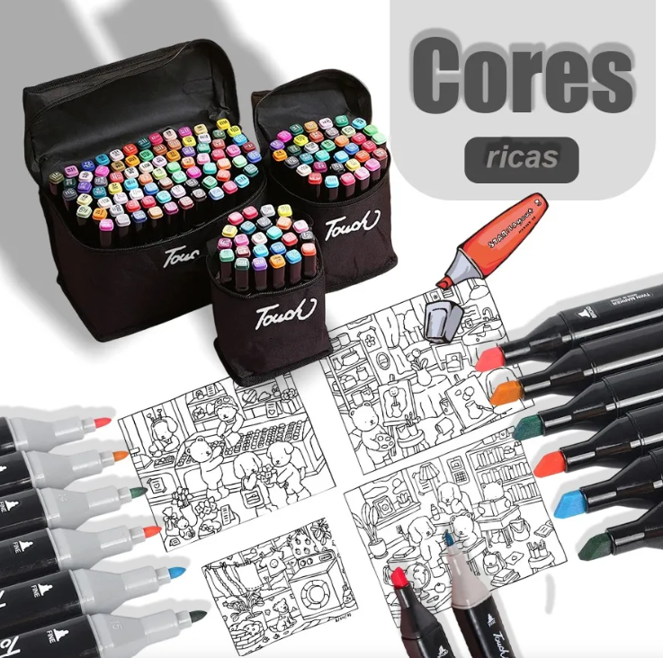 Marcadores Touch para desenho 100 unidades