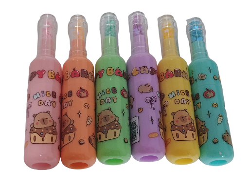 Marca texto capivara 6 cores tons pastéis