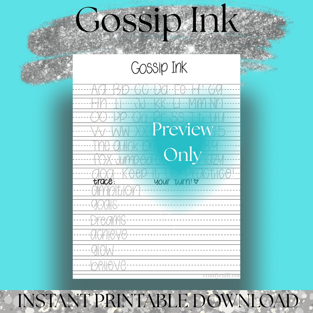 Gossip Ink Practice Sheet