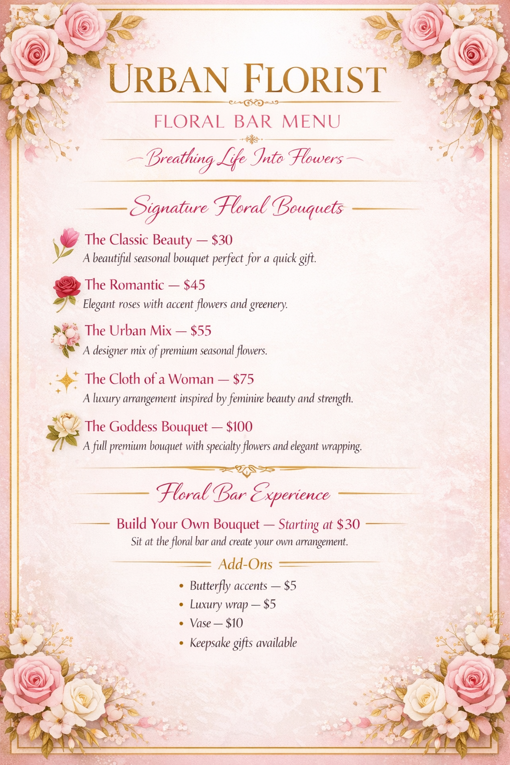 Floral Bar Experience (Saturday March 21 @  2 pm )