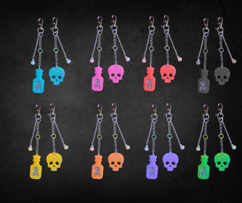Custom Poison & Skull Keychain Set
