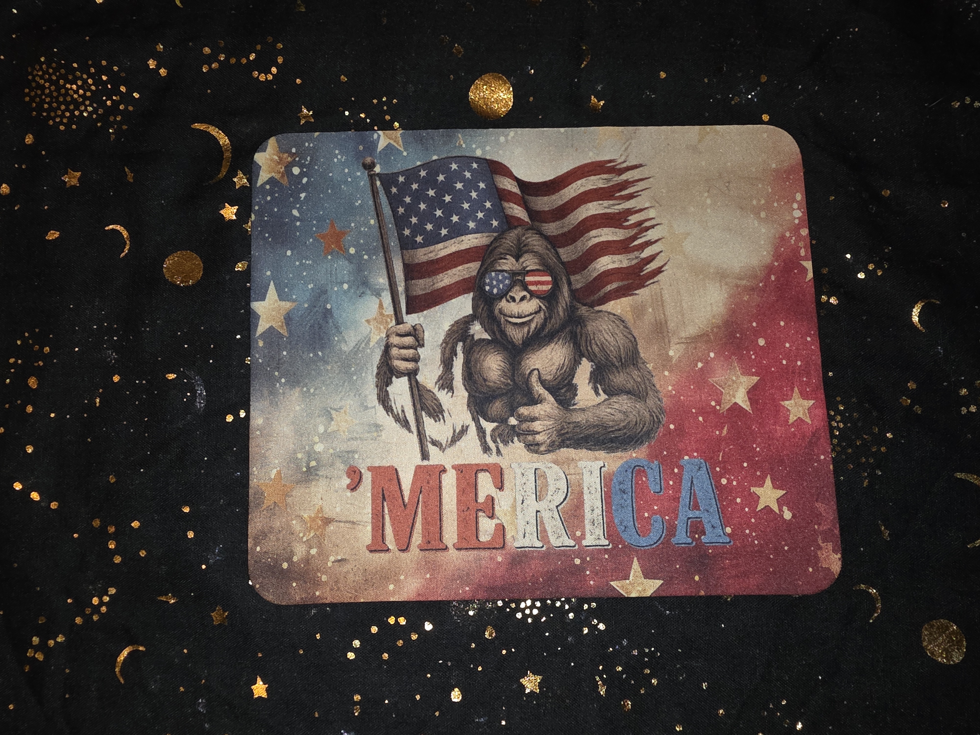 Patriotic Bigfoot 'Merica Mouse Pad