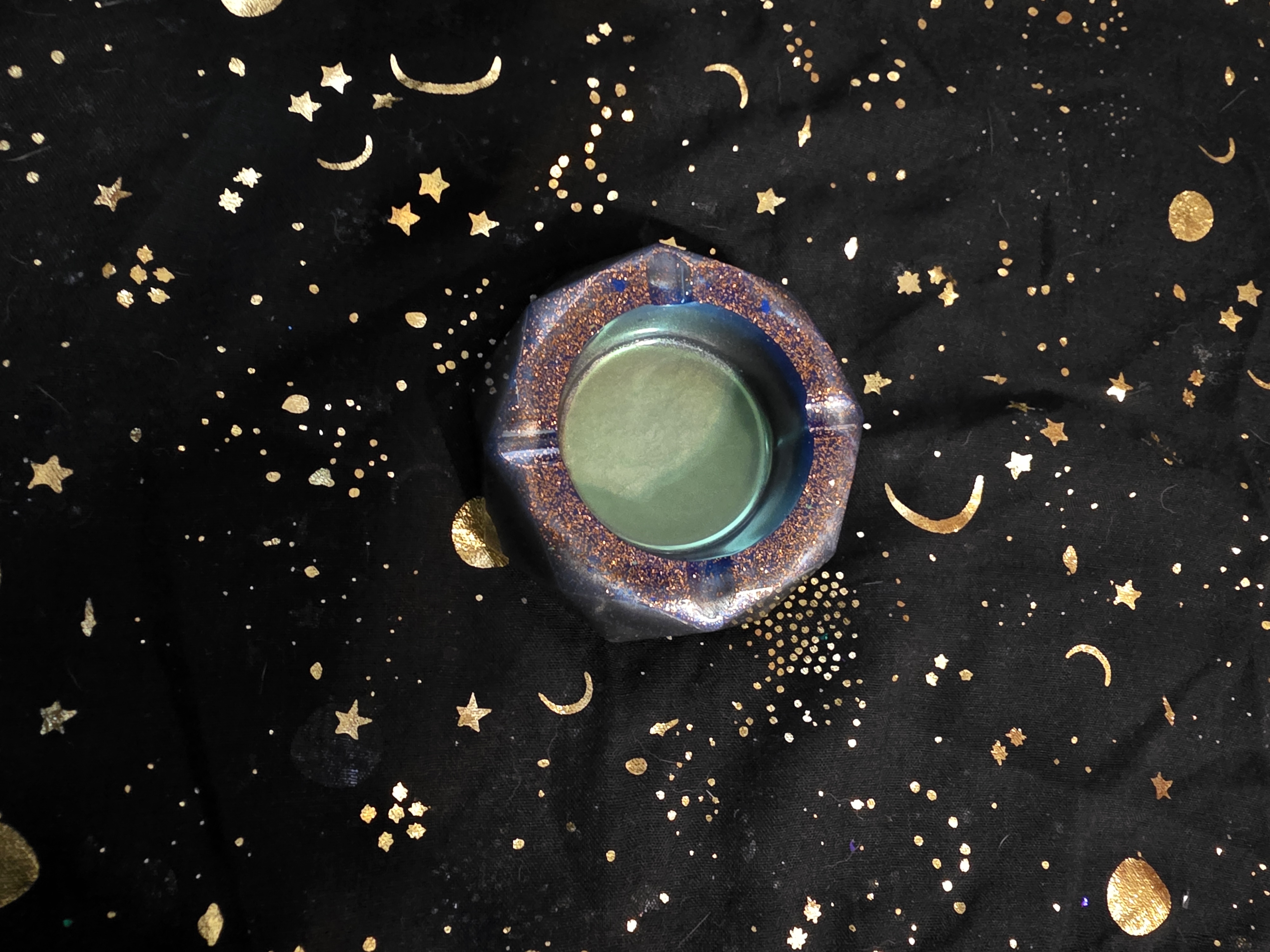 Blue with Chromatic Geometric Ashtray