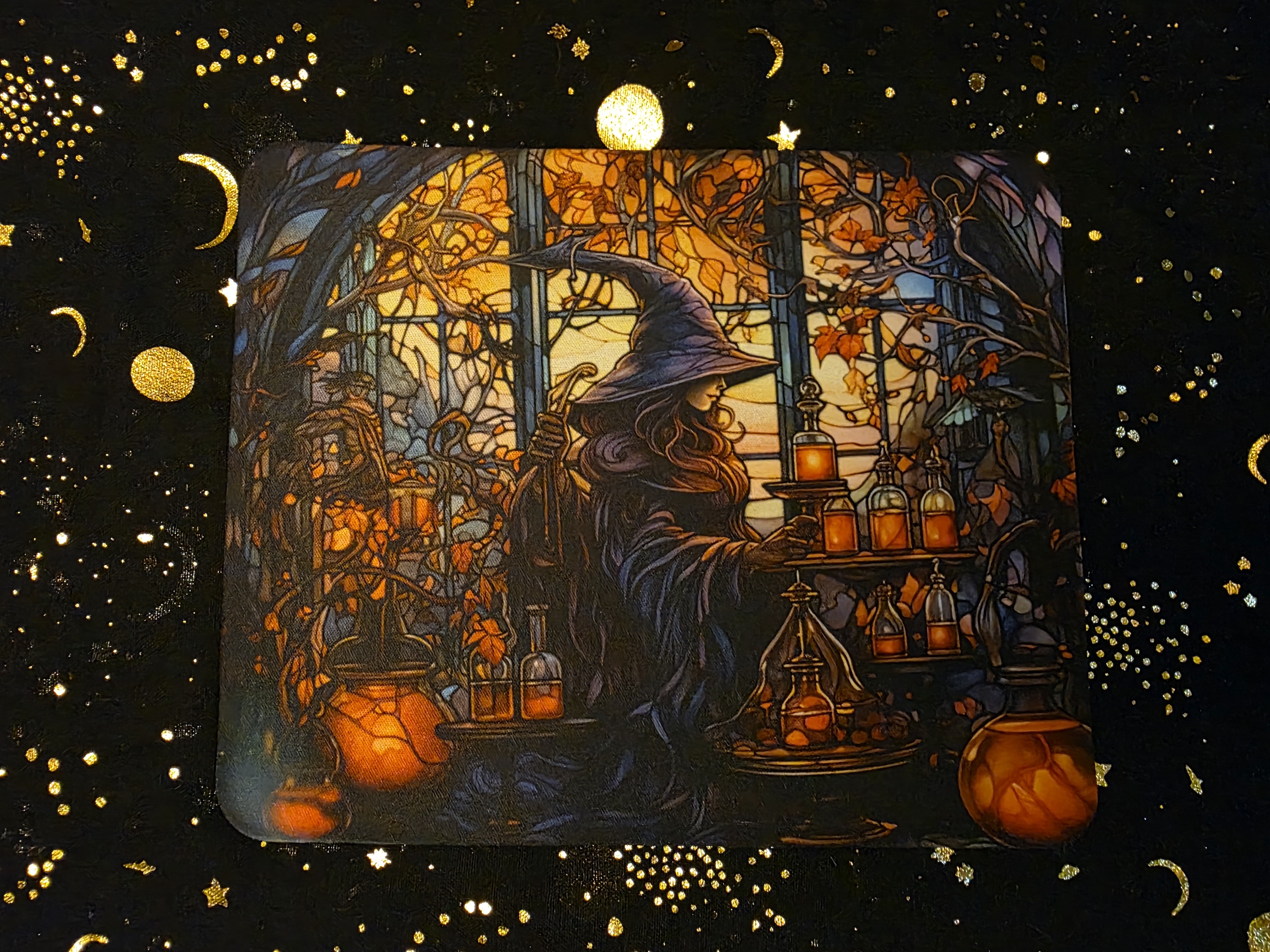 Stained Glass Witch Mouse Pad