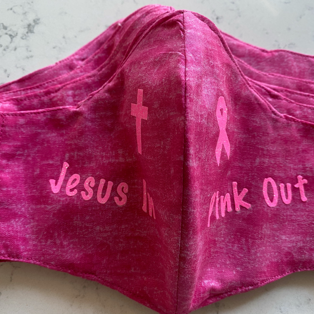 Pink Faith-Inspired Face Mask