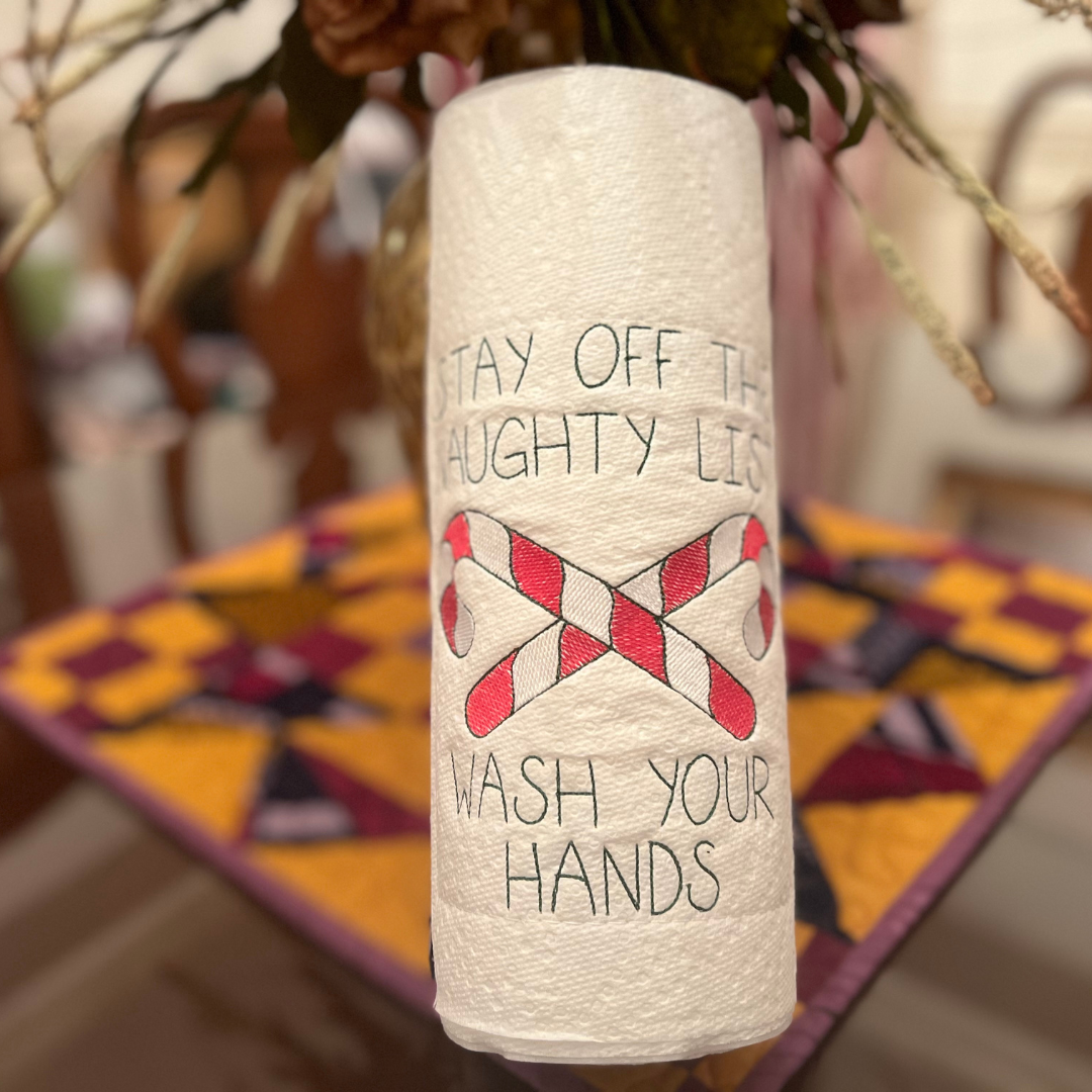 Holiday-Themed Embroidered Paper Towel Roll