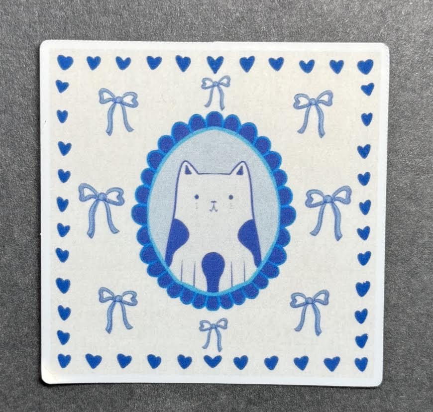 Blue Coquette Bow Cat