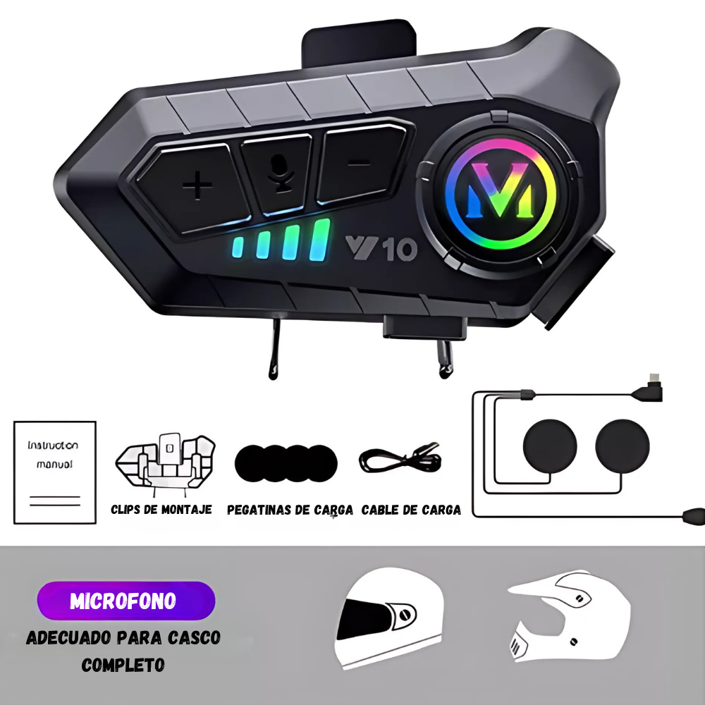 Intercomunicador V10 Para Casco De Moto