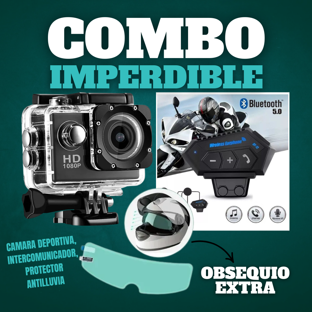 Combo de Cámara Deportiva e Intercomunicador
