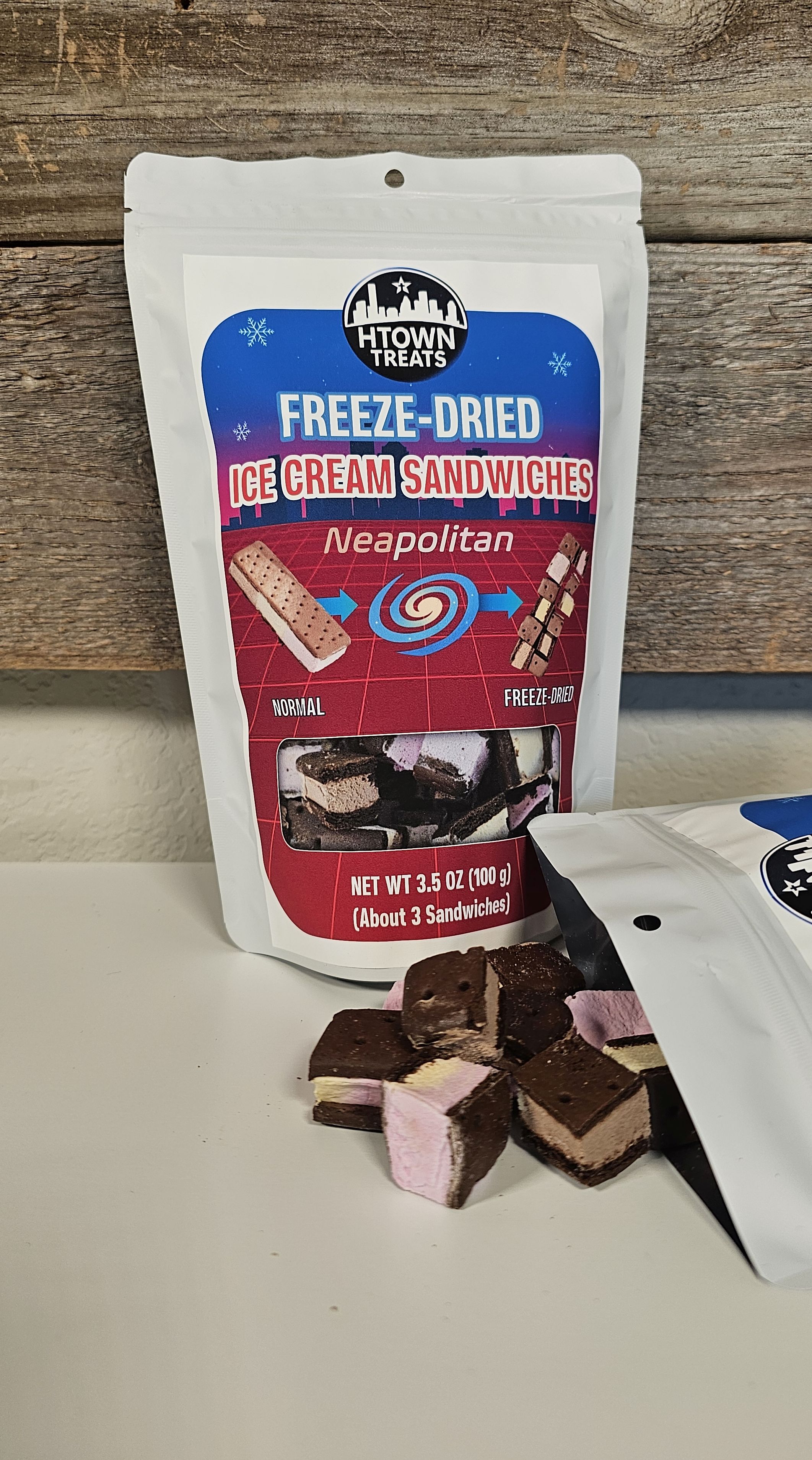 Freeze-Dried Ice Cream Sandwiches Neapolitan