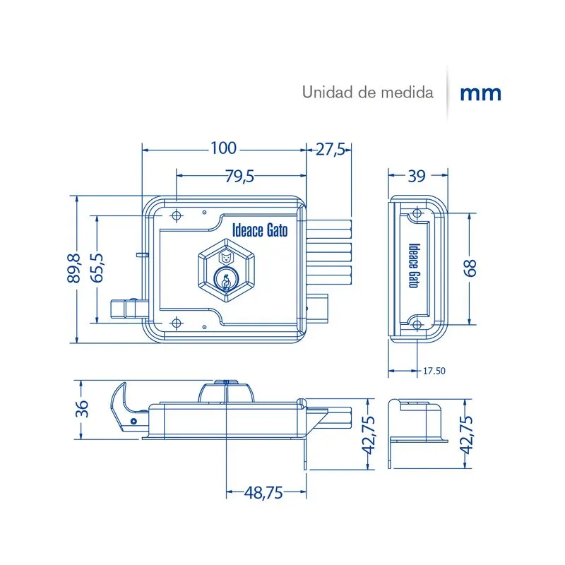 Cerradura de sobreponer de 50 mm reversible - GATO