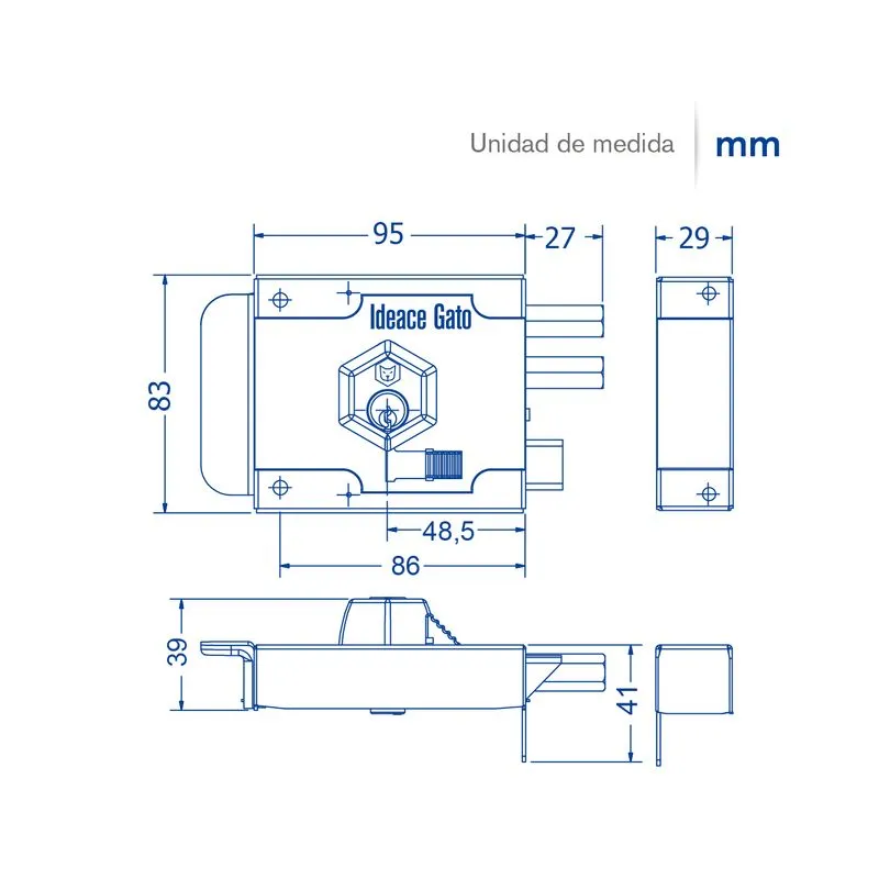 Cerradura de Sobreponer 50mm Marco GATO