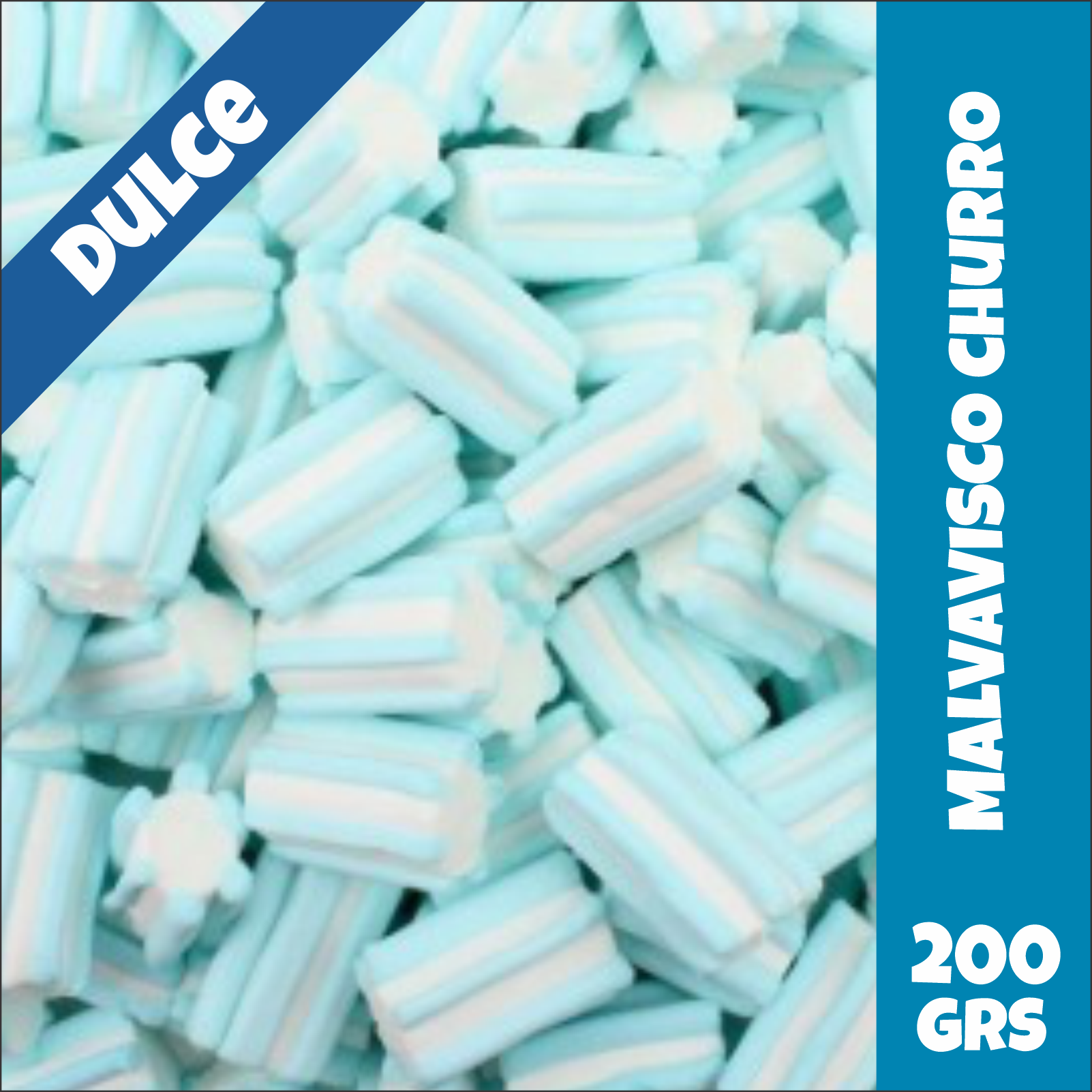 Malvaviscos Churro Celeste y Blanco Buffys