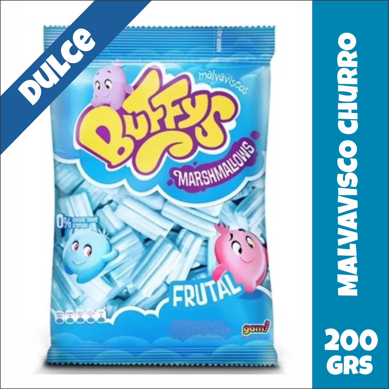 Malvaviscos Churro Celeste y Blanco Buffys