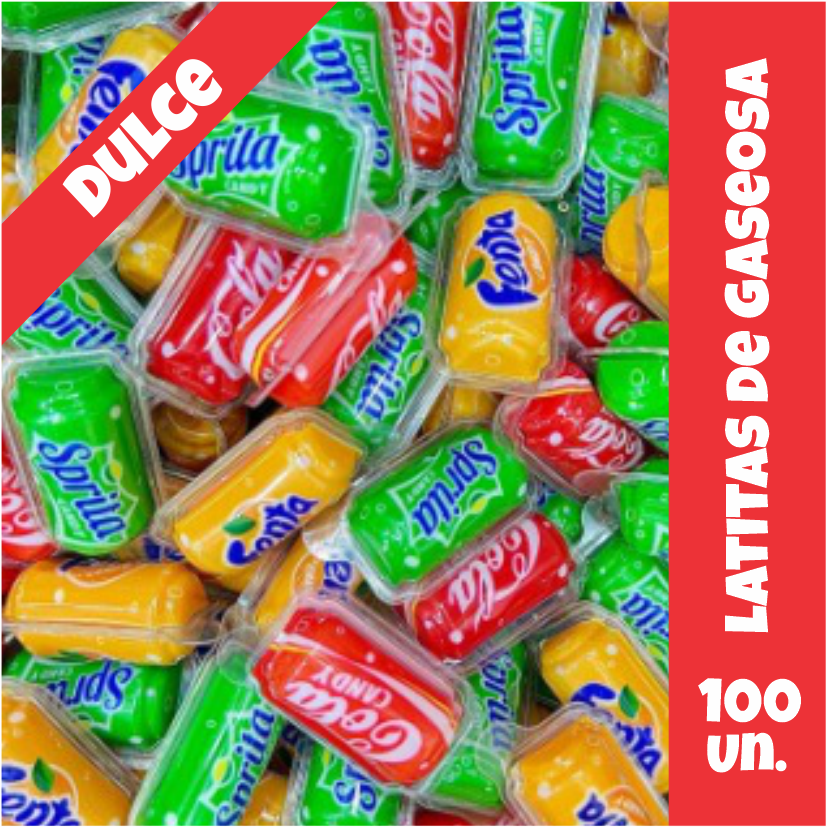 Gomita dulce Importada con forma a latita de gaseosas.