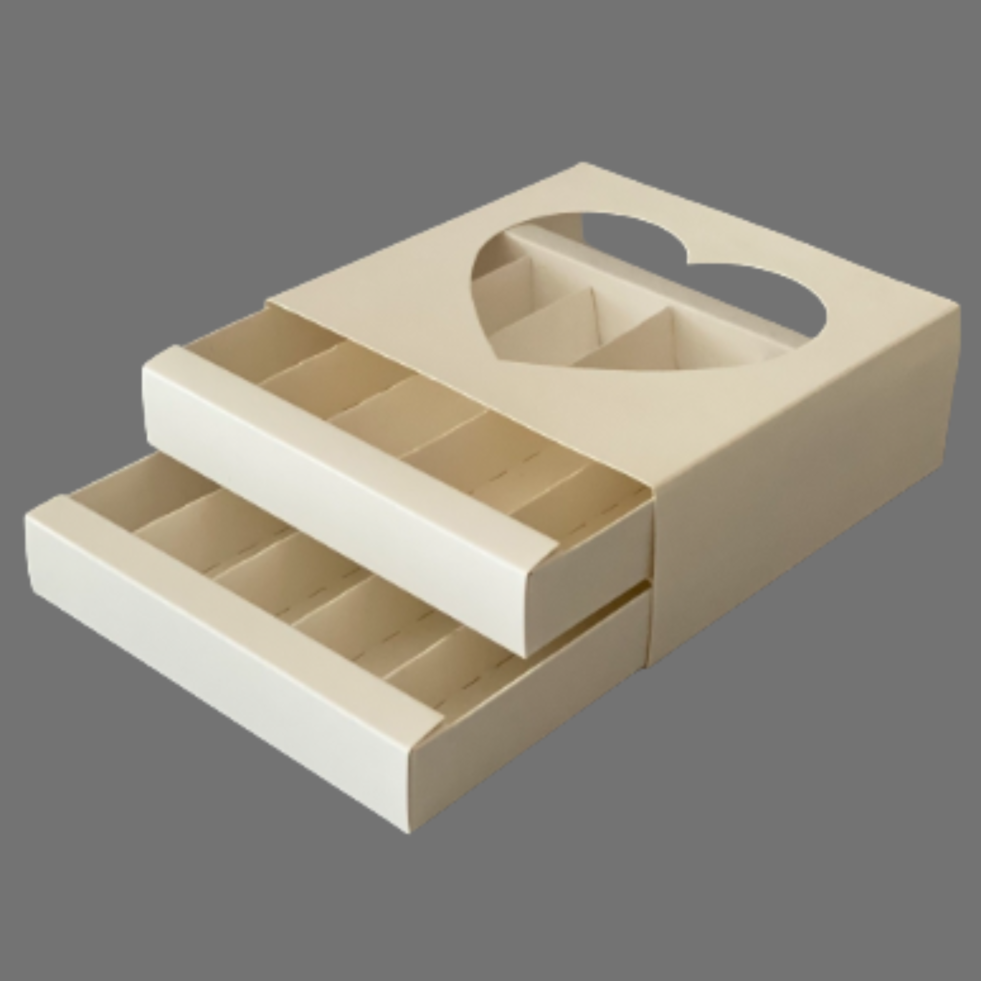 PACK X 2U / CAJONERA DOBLE CON VISOR CORAZON Y DIVISIONES (17x17x6.5 cm)