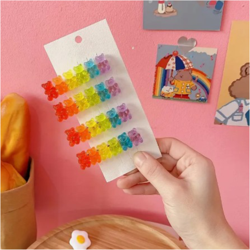 Hebilla / Broche para Pelo de Ositos Arcoíris