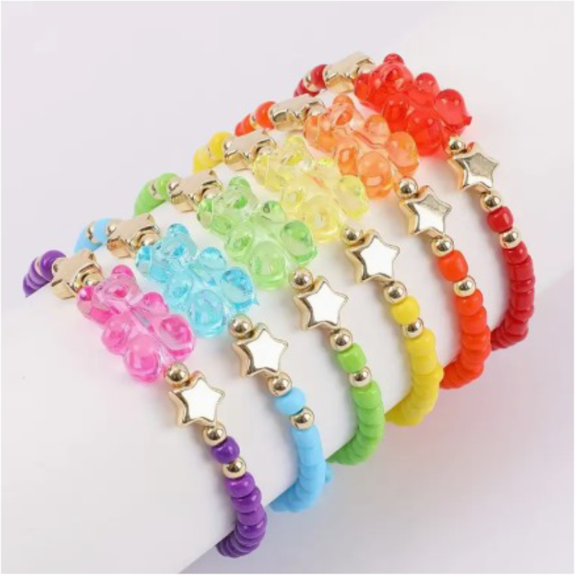 Pulseras de Cuentas Arcoíris - Modelos Osito y Estrella